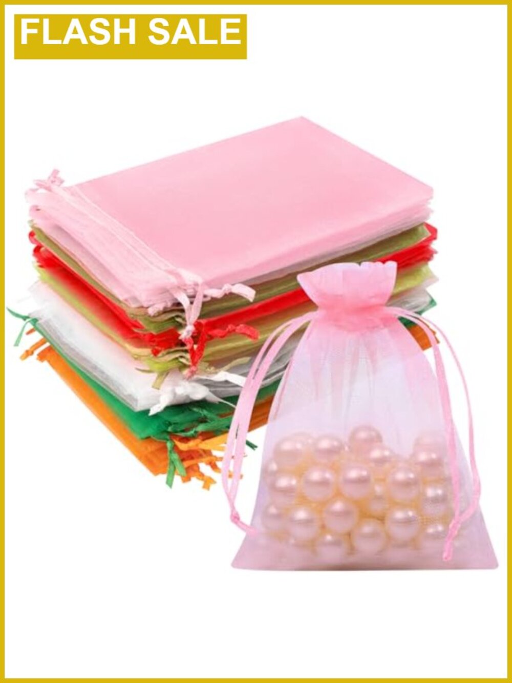 50 Organza Drawstring Bags 3x4 Inch Mesh Gift Bags for Jewelry Candy Party